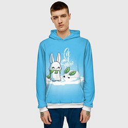 Толстовка-худи мужская Let it snow Зайчик и снежок, цвет: 3D-белый — фото 2