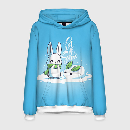 Мужская толстовка Let it snow Зайчик и снежок / 3D-Белый – фото 1