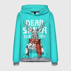 Толстовка-худи мужская Олень в свитере с оленями, цвет: 3D-меланж