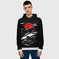 Толстовка-худи мужская Toyota Supra: Red Moon, цвет: 3D-белый — фото 2