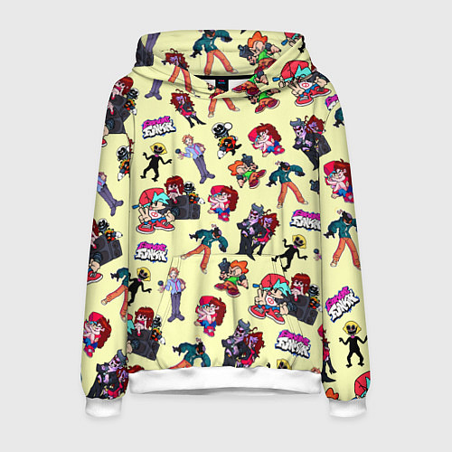 Мужская толстовка Friday Night Funkin - все герои / 3D-Белый – фото 1