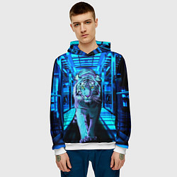 Толстовка-худи мужская Крадущийся тигр, цвет: 3D-белый — фото 2