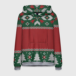 Толстовка-худи мужская Knitted Christmas Pattern, цвет: 3D-меланж