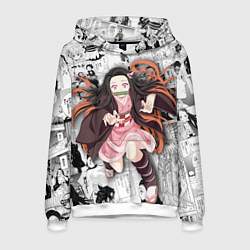 Толстовка-худи мужская Незуко Камадо на манге, цвет: 3D-белый