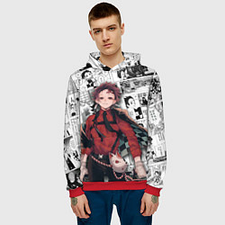 Толстовка-худи мужская Танджиро Камадо на манге, цвет: 3D-красный — фото 2