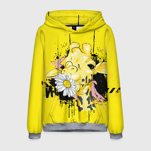 Мужская толстовка Жирафа с герберой / 3D-Меланж – фото 1