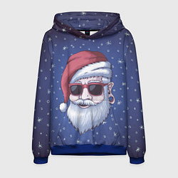 Толстовка-худи мужская САНТА ХИПСТЕР SANTA HIPSTER, цвет: 3D-синий