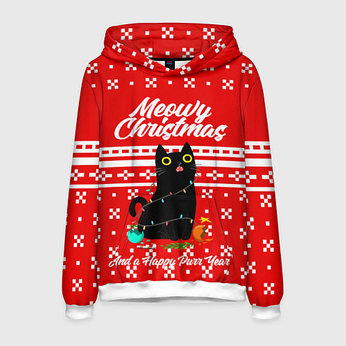 Мужская толстовка MEOW CHRISTMAS / 3D-Белый – фото 1