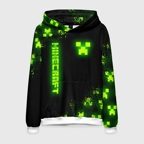 Мужская толстовка MINECRAFT NEON LOGO CREEPER / 3D-Белый – фото 1