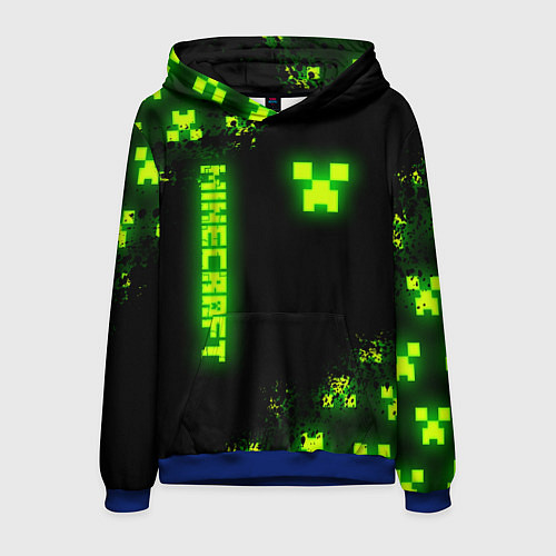 Мужская толстовка MINECRAFT NEON LOGO CREEPER / 3D-Синий – фото 1