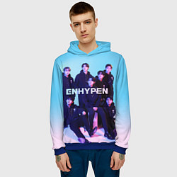 Толстовка-худи мужская ENHYPEN: Хисын, Джей, Джейк, Сонхун, Сону, Чонвон,, цвет: 3D-синий — фото 2