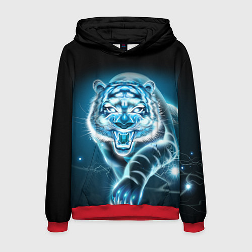 Мужская толстовка НЕНОНОВЫЙ ТИГР 2022 NEON TIGER NEW YEAR / 3D-Красный – фото 1