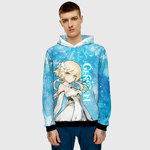 Мужская толстовка GENSHIN IMPACT НОВОГОДНИЙ, ЛЮМИН / 3D-Черный – фото 3