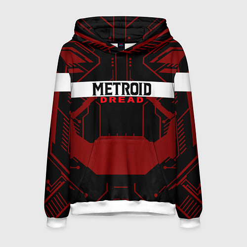 Мужская толстовка Metroid Dread Black Red Logo / 3D-Белый – фото 1