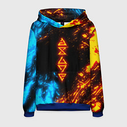 Толстовка-худи мужская СИМВОЛЫ ВЕДЬМАКА ОГОНЬ И ВОДА, цвет: 3D-синий