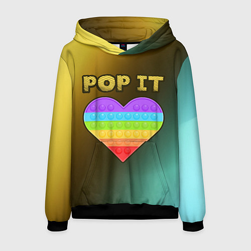 Мужская толстовка Pop It - Heart - Abstraction / 3D-Черный – фото 1