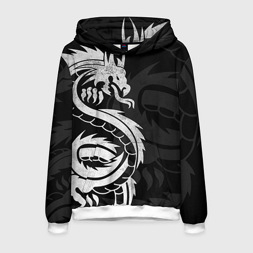 Мужская толстовка ЯПОНСКИЙ БЕЛЫЙ ДРАКОН JAPAN WHITE DRAGON / 3D-Белый – фото 1
