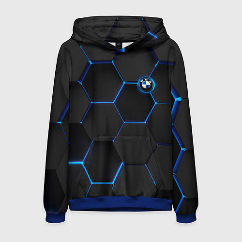 Мужская толстовка BMW blue neon theme / 3D-Синий – фото 1