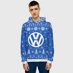 Толстовка-худи мужская Volkswagen Новогодний, цвет: 3D-белый — фото 2