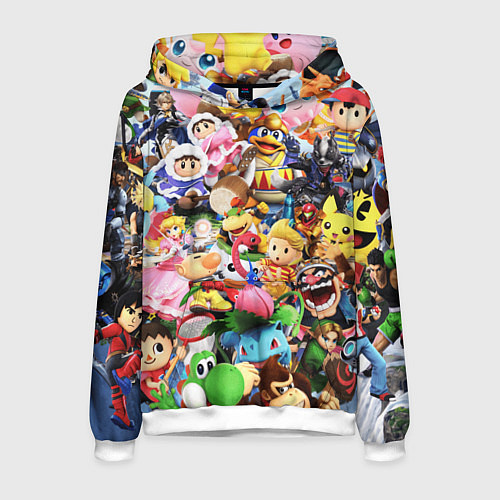 Мужская толстовка SUPER SMASH BROS ГЕРОИ ИГРЫ / 3D-Белый – фото 1