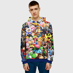 Толстовка-худи мужская SUPER SMASH BROS ГЕРОИ ИГРЫ, цвет: 3D-синий — фото 2