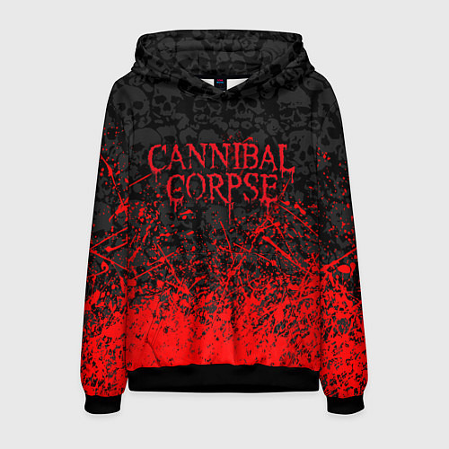 Мужская толстовка CANNIBAL CORPSE, БРЫЗГИ КРАСОК ЧЕРЕПА / 3D-Черный – фото 1