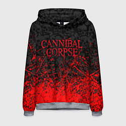 Толстовка-худи мужская CANNIBAL CORPSE, БРЫЗГИ КРАСОК ЧЕРЕПА, цвет: 3D-меланж