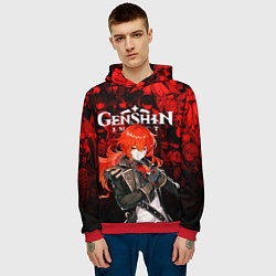 Толстовка-худи мужская GENSHIN IMPACT DILUC ГЕНШИН ИМПАКТ ДИЛЮК, цвет: 3D-красный — фото 2