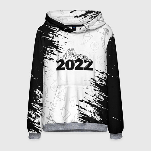 Мужская толстовка Тигр отдыхает на цифре 2022 / 3D-Меланж – фото 1