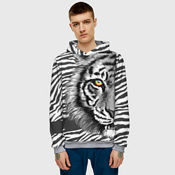 Толстовка-худи мужская Голова тигра 22, цвет: 3D-меланж — фото 2