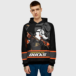Толстовка-худи мужская Анахайм Дакс, Anaheim Ducks, цвет: 3D-черный — фото 2