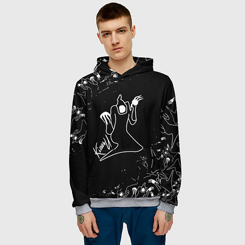Мужская толстовка KIZARU ПРИЗРАК ЛОГО БЕЛЫЙ / 3D-Меланж – фото 3