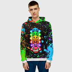 Толстовка-худи мужская Geometry Dash: Splashes of Paint, цвет: 3D-белый — фото 2