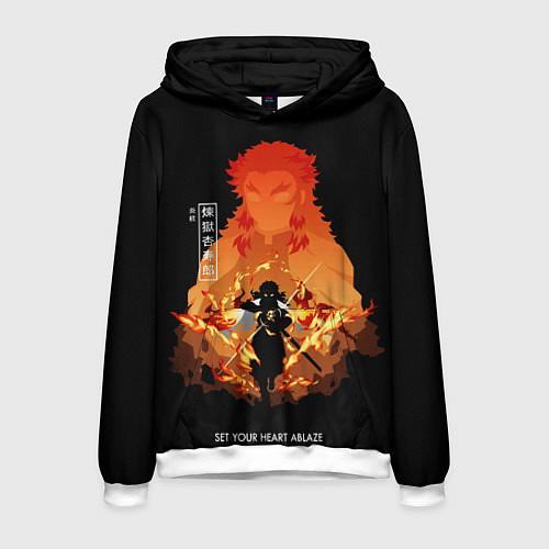 Мужская толстовка Ренгоку Кенджуро пылай клинок демонов / 3D-Белый – фото 1