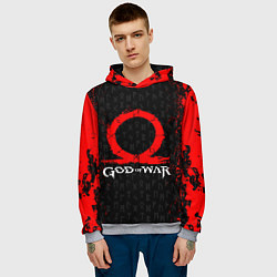 Толстовка-худи мужская GOD OF WAR КРАТОС ЛОГО, цвет: 3D-меланж — фото 2