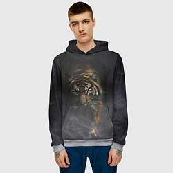 Толстовка-худи мужская Тигр в тумане, цвет: 3D-меланж — фото 2