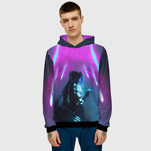 Мужская толстовка LEAGUE OF LEGENDS, ДЖИНКС / 3D-Черный – фото 3
