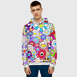 Толстовка-худи мужская Цветы Takashi Murakami, цвет: 3D-белый — фото 2