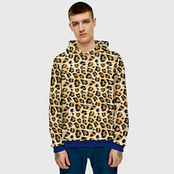 Толстовка-худи мужская Пятна Дикого Леопарда, цвет: 3D-синий — фото 2