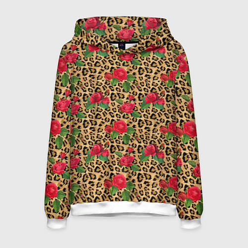 Мужская толстовка Шкура Леопарда в Цветах / 3D-Белый – фото 1