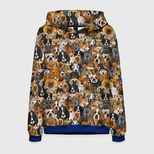 Мужская толстовка Собаки Разные Породы / 3D-Синий – фото 1