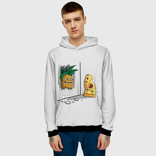 Мужская толстовка HERES PINEAPPLE! / 3D-Черный – фото 3