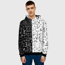 Толстовка-худи мужская ЧЁРНО БЕЛЫЕ ФОРМУЛЫ ФИЗИКА МАТЕМАТИКА, цвет: 3D-черный — фото 2