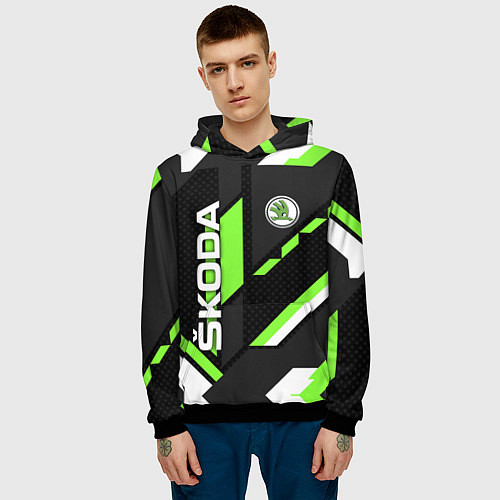 Мужская толстовка ШКОДА ГЕОМЕТРИЯ ЛИНИИ SKODA GEOMETRY SPORT / 3D-Черный – фото 3