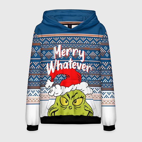 Мужская толстовка MERRY WHATEVER GRINCH / 3D-Черный – фото 1