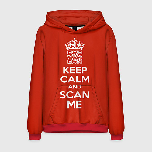 Мужская толстовка Keep calm and scan me: fuck off / 3D-Красный – фото 1