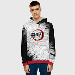 Толстовка-худи мужская Клинок рассекающий демонов гранж, цвет: 3D-красный — фото 2