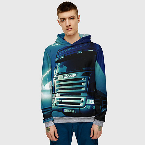 Мужская толстовка SCANIA Дальнобой 2022 / 3D-Меланж – фото 3