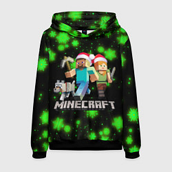 Толстовка-худи мужская НОВОГОДНИЙ MINECRAFT ГЕРОИ ИГРЫ, цвет: 3D-черный