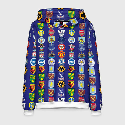 Мужская толстовка Футбольные клубы Английской Премьер Лиги / 3D-Белый – фото 1